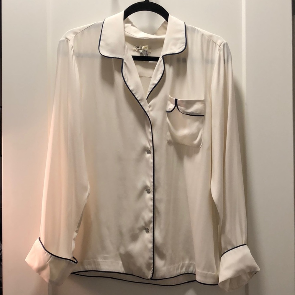 Rag and Bone cream with blue silk with  PJ top